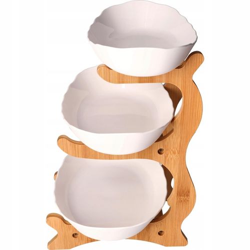 PATERA 3 PIĘTROWA KOSZ NA OWOCE WARZYWA STOJAK BAMBUSOWY TACA DUŻA na Arena.pl