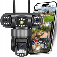 KAMERA WIFI ZEWNĘTRZNA OBROTOWA POTRÓJNA 3X4MP ZOOM ALARM DETEKCJA IP SMART