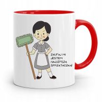 Dla Sprzątaczki Kubek Czerwony Na Prezent Urodziny Z Nadrukiem Ze Zdjęciem
