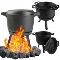 KOCIOŁEK WĘGIERSKI GRILLOWY żeliwny 3w1 garnek myśliwski 8l ognisko