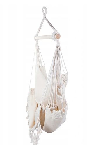 BIAŁY ECRU BOHO HAMAK BRAZYLIJSKI FOTEL NATURALNY na Arena.pl