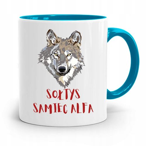 Dla Sołtysa Kubek Błękitny Sołtys Samiec Alfa Z Nadrukiem Ze Zdjęciem na Arena.pl