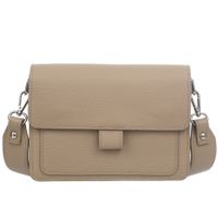 VERA PELLE torebka skórzana listonoszka z szerokim paskiem V721 beżowa