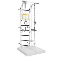 Drabinka gimnastyczna NEXT 1 MAX | czarno-biała, regulowany drążek + materac