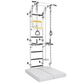 Drabinka gimnastyczna NEXT 1 MAX | czarno-biała, regulowany drążek + materac