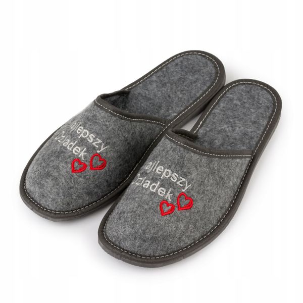 Kapcie Najlepszy Dziadek Filc Ciepłe Dzień Dziadka zdjęcie 2