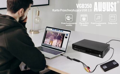 August VGB350 Video Grabber USB zgrywaj VHS na PC na Arena.pl