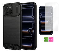Etui KARBON do IPHONE 17 PRO / 18 PRO czarny case obudowa + szkło na ekran
