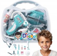 ZESTAW MAŁEGO LEKARZA DOKTOR W WALIZCE STETOSKOP ŚWIATŁA DŹWIĘK NIEBIESKI