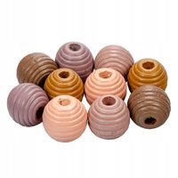 Drewniane koraliki KULA 13mm pożebrowane 20szt mix