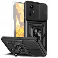 Etui Do Xiaomi Redmi Note 12S (Czarne, Pancerne, Obudowa Holder) + Szkło 9H