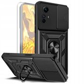 Etui Do Xiaomi Redmi Note 12S (Czarne, Pancerne, Obudowa Holder) + Szkło 9H