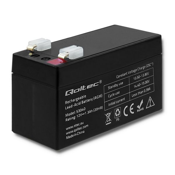 Qoltec Akumulator AGM | 12V | 1.3Ah | max 19.5A zdjęcie 1