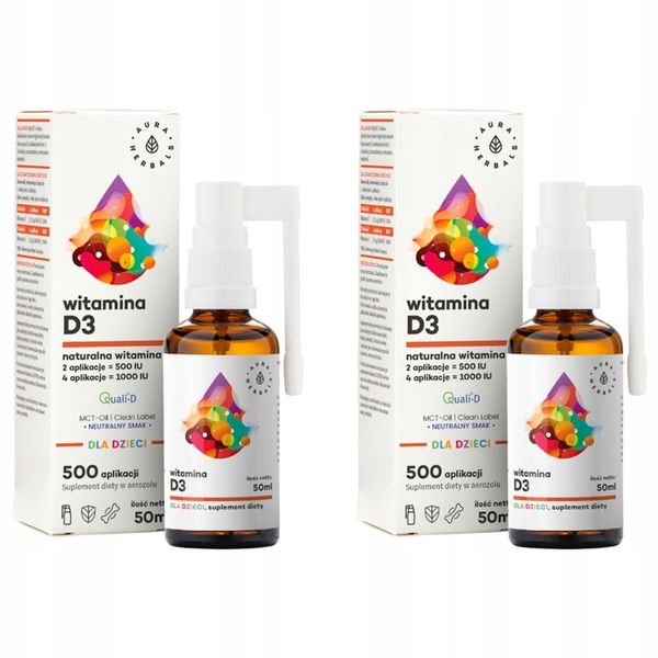 2x AURA HERBALS Witamina D3 Dla Dzieci MCT 50ml zdjęcie 1