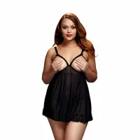 baci sheer babydoll black queen size koszulka z regulacją xl/xxl