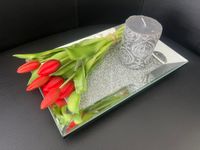 Taca srebrna lustrzana z kryształkami PREMIUM 32x20