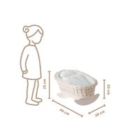 BUJANE ŁÓŻECZKO KOŁYSKA Z WIKLINY DLA LALEK Z POŚCIELĄ 46X28 H 20/25 CM