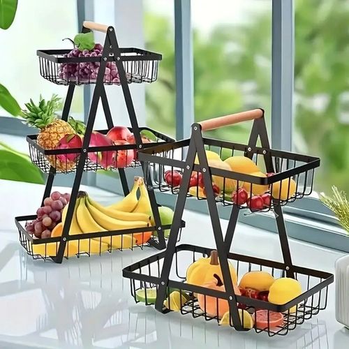 Patera Koszyk DWUPOZIOMOWY na owoce warzywa metalowy czarny 2 poziomy na Arena.pl