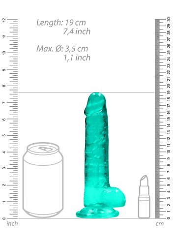 7"""" / 19 cm Realistic Dildo With Balls - Turquoise na Arena.pl