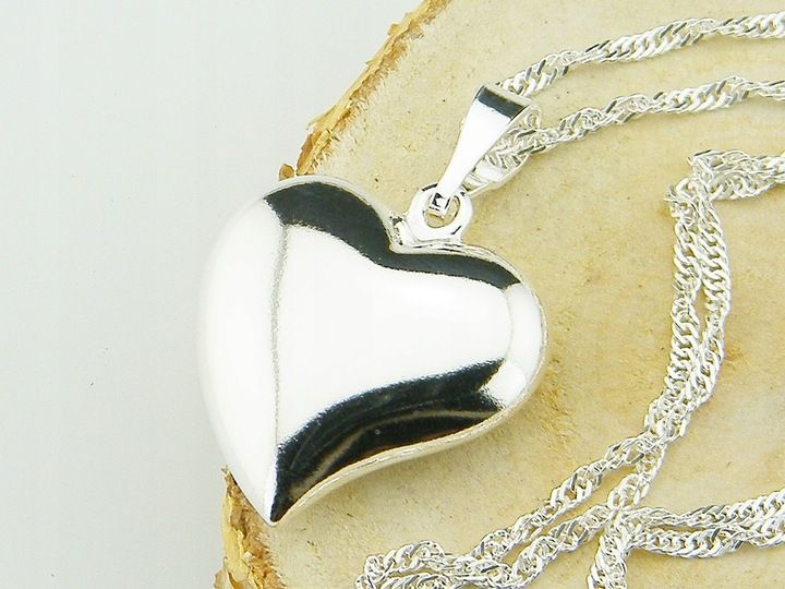 WYJĄTKOWE SERDUSZKO Z ŁAŃCUSZKIEM SINGAPUR DŁUGOŚĆ 45 CM SREBRO PRÓBY 925 zdjęcie 4