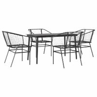5-częściowy zestaw ogrodowy z czarnego polirattanu i szkła
