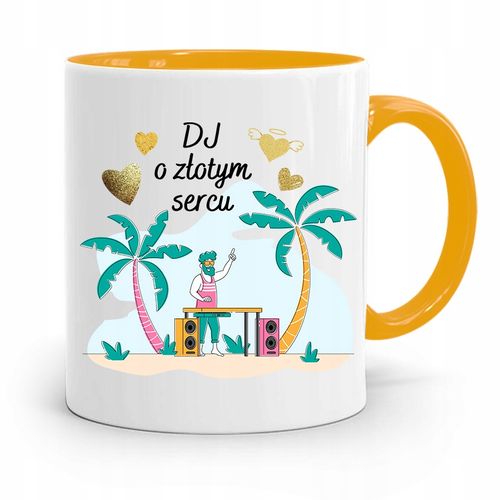 Dla Dja Muzyka Kubek Żółty Dj O Złotym Sercu Z Nadrukiem Ze Zdjęciem na Arena.pl