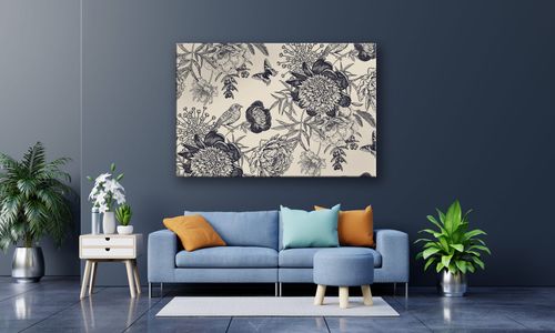 OBRAZ NA PŁÓTNIE 012 Czarne kwiaty 40x30cm na Arena.pl