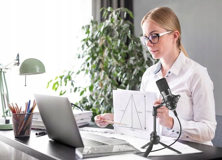 Mikrofon pojemnościowy USB STUDYJNY TRIPOD stołowy podcast YOUTUBE zdjęcie 10