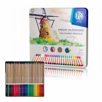 KREDKI OŁÓWKOWE PRESTIGE 24 KOLORY W METALOWYM PUDEŁKU ASTRA