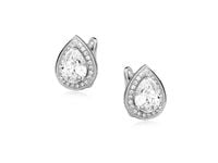 RODOWANE SREBRNE KOLCZYKI ŁEZKI BIAŁE CYRKONIE