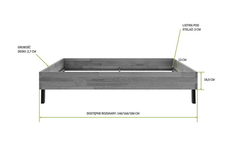 Łóżko dębowe MONA orzech 160x200 zdjęcie 7