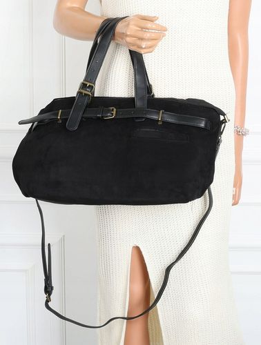 Torebka Damska shopper zamszowa torebka jamnik włoska marka 1255 Czarna na Arena.pl