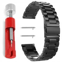 BRANSOLETA PASEK DO ZEGARKA 22MM CZARNA + SKRACACZ