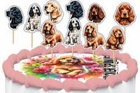 TOPPERY NA TORT OZDOBNE DEKORACJA ZESTAW - PIES RASA Cocker Spaniel 10szt.
