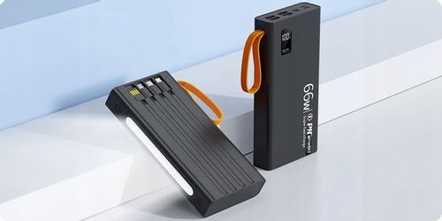 MOCNY POWERBANK 30000MAH 66W LATARKA LCD LED 4 USB USB-C + KABEL 3W1 na Arena.pl