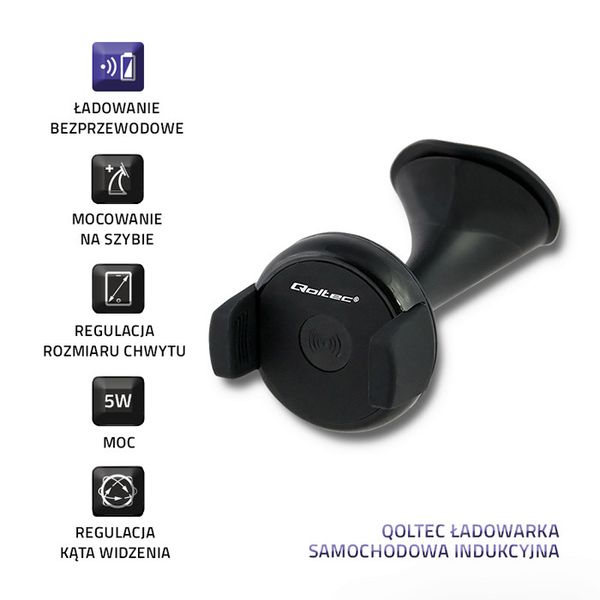 Qoltec Ładowarka samochodowa indukcyjna 5V | 5W | 1A | Micro USB zdjęcie 3
