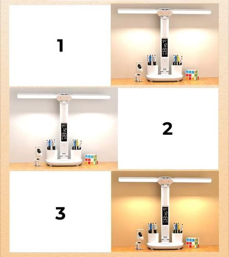 Lampka biurkowa biurowa LED z wyświetlaczem LCD nowoczesna z organizerem na Arena.pl