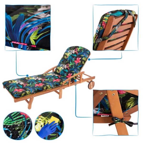 Poduszka AMELIA na długi leżak ogrodowy plażowy, materac 185x60x6cm zdjęcie 7