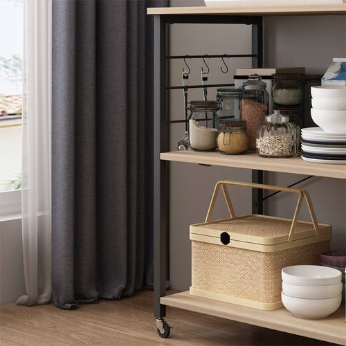 SZAFKA MOBILNA NA KÓŁKACH JASNY BRĄZ STOLIK ŚNIADANIOWY WÓZEK KUCHENNY 60CM na Arena.pl