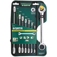 SATA 08007A Klucze PŁASKO-OCZKOWE z grzechotką 8cz