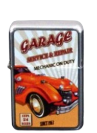 Zapalniczka Benzynowa z Nadrukiem Starego Pomarańczowego Auta Gentelo zdjęcie 1