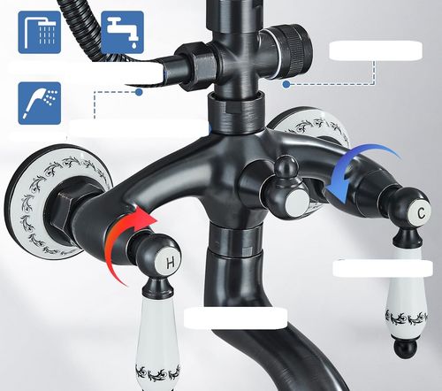System prysznicowy Sugu czarny z ruchomym ramieniem i wężem 150 cm na Arena.pl