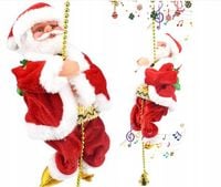 MIKOŁAJ PNĄCY SIĘ NA LINIE 100cm WSPINAJĄCY SIĘ MIKOŁAJ MELODIE ŚWIATEŁKA