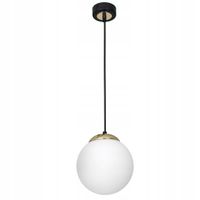 Lampa wisząca szklana kula klosz biała złota salon