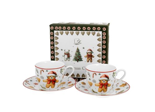 FILIŻANKA + SPODEK DO ESPRESSO DUO ŚWIĘTA CHRISTMAS PIERNIK 90 ML x 2 na Arena.pl