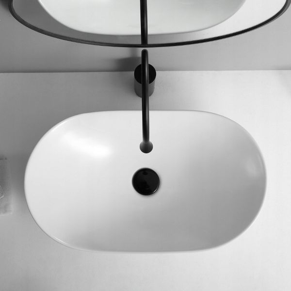 UMYWALKA NABLATOWA OWALNA CERAMICZNA BIAŁA STAWIANA NA BLAT OWAL zdjęcie 5