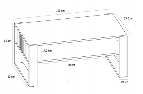 Ława stolik kawowy IGA wotan-czarny z lamelami loft retro rustykalny na Arena.pl