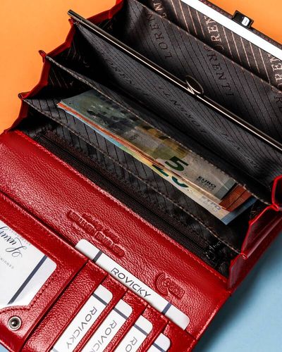 elegancki, skórzany portfel damski na zatrzask - lorenti na Arena.pl