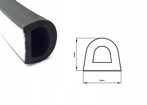 Uszczelka garażowa D 12x10 Czarna 50m do bramy garażowej progowa solidna na Arena.pl