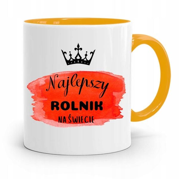 Dla Rolnika Kubek Zółty Najlepszy Rolnik Świata Z Nadrukiem Ze Zdjęciem zdjęcie 1